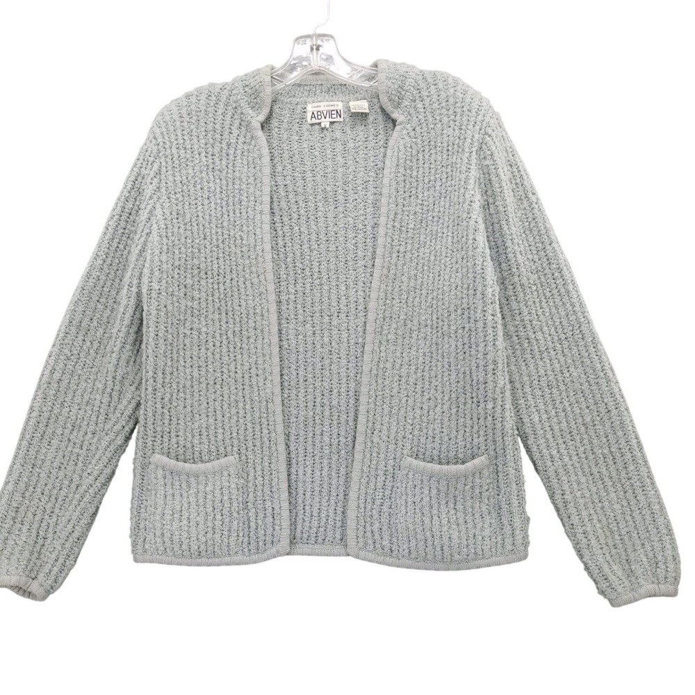 vtg ABVIEN Hand‎ Loomed Boulce Open Front Cardigan Sweater Sz S